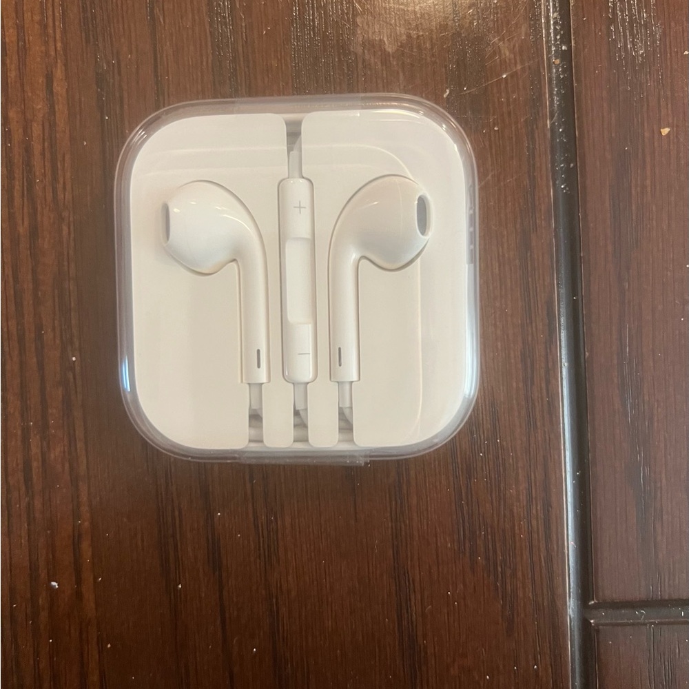 Apple White Earbud Headphones with Wire Plug in Case